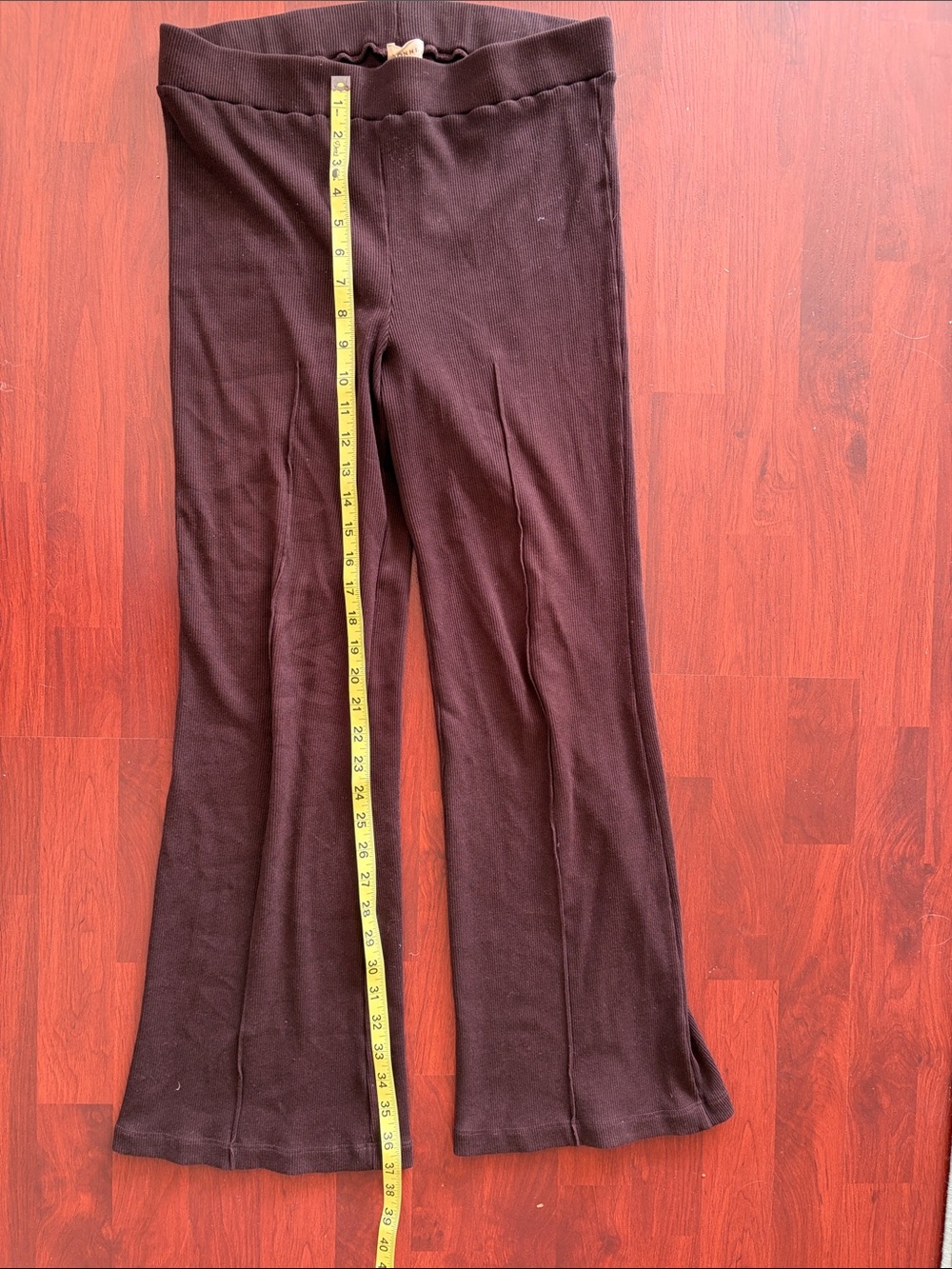 DONNI. Black Knit Kick Flare in Brown Large - Picture 5 of 7